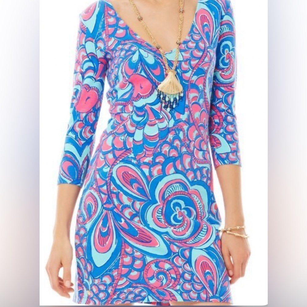 Lilly Pulitzer Clarke V-Neck French Terry Dress, Size Small